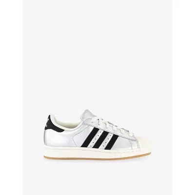 ADIDAS ORIGINALS WOMENS SILVER METALIC OFFWHITE SUPERSTAR II WOVEN METALLIC TRAINERS