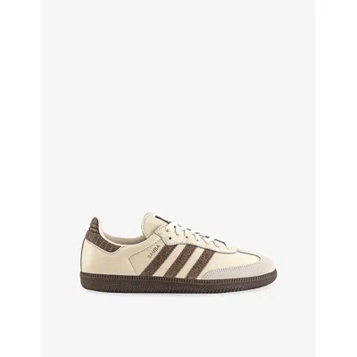 Adidas Originals Womens Snake Print Cream White Samba Og Leather Trainers Eur 39 / 6 Uk In Animal Print