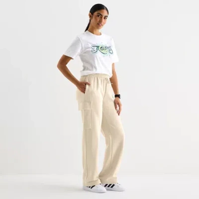 Adidas Originals Womens Straight High Rise Fleece Sweatpant In Sand