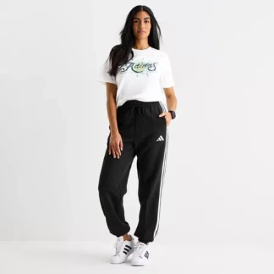 Adidas Originals Womens Straight Mid Rise Fleece Active Jogger Pant In Black