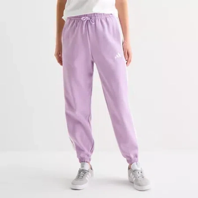 Adidas Originals Womens Straight Mid Rise Loose Fit Fleece Active Jogger Pant In Purple