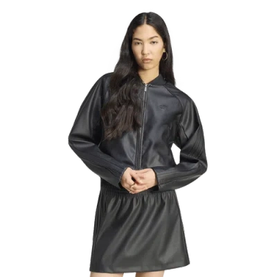 Adidas Originals Womens Superstar Track Top Pleather In Black