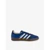 Adidas Originals Womens Victory Blue Night Indig Gazelle Indoor Pinstriped Satin And Suede Low-top Trainers