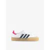 Adidas Originals Womens Sambae Leather Low-top Trainers White Night Indigo Pink In White Night Indigo Pink