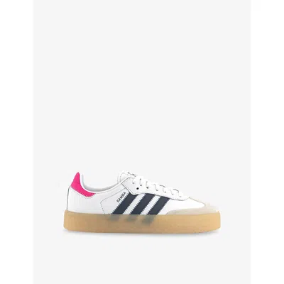 Adidas Originals Womens Sambae Leather Low-top Trainers White Night Indigo Pink