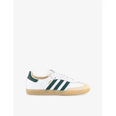 Adidas Originals Womens White Yellow Collegiate Samba Og Leather Low-top Trainers Eur 41.5 / 8.5 Uk