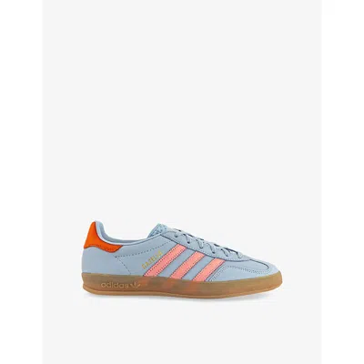 Adidas Originals Womens Adidas Gazelle Indoor Suede Low-top Trainers In Wonder Blue Solar Orange