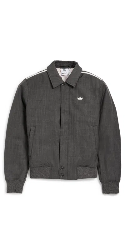 Adidas Originals Wool Blouson Jacket Dark Grey Heather In Gray