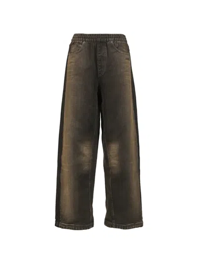 Adidas Originals X Avavav Elasticated-waist Wide-leg Jeans In Green