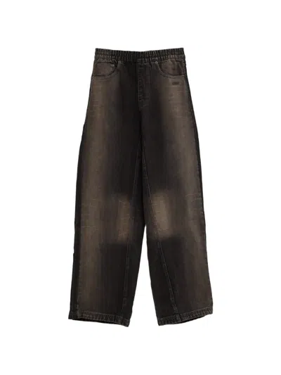 Adidas Originals X Avavav Faded-effect Wide-leg Jeans In Brown