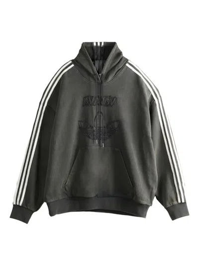 Adidas Originals X Avavav Logo-embroidered Hoodie In Gray