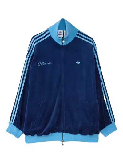 Adidas Originals X Avavav Velvet Stripe Sweater In Blue