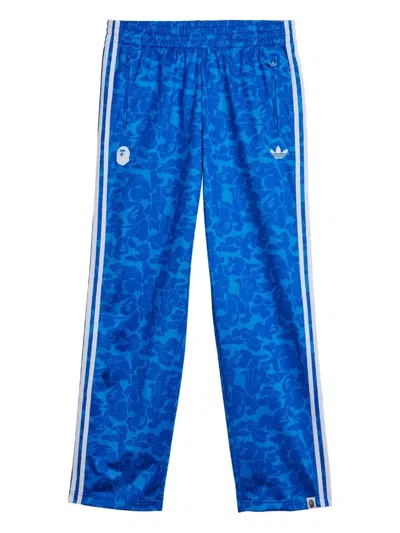 Adidas Originals X Bape Camouflage-print Side-stripe Track Pants In Blue