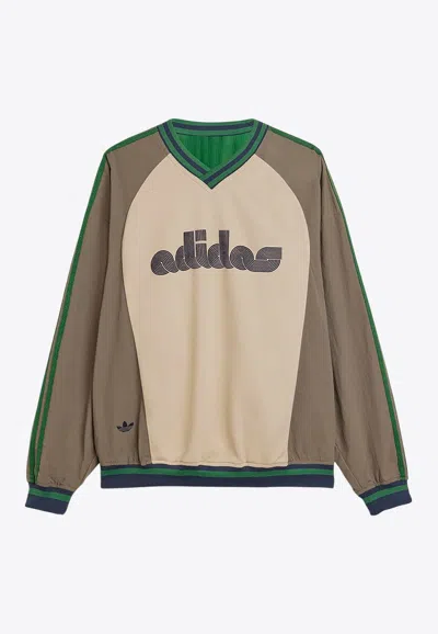 Adidas Originals X Brain Dead Logo Print Long-sleeved T-shirt In Brown