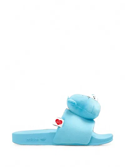 Adidas Originals X Care Bears Plush Sandals In Blue