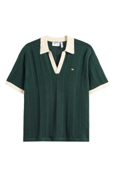 Adidas Originals X Clot By Edison Chen Ribbed Johnny Collar Polo Sweater In Gold