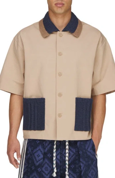 Adidas Originals X Clot Short Sleeve Cotton Button-up Utility Shirt In Pink