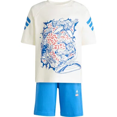 Adidas Originals X Disney Kids' Marvel Avengers Graphic T-shirt & Shorts Set In White
