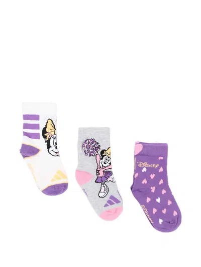 Adidas Originals Kids' X Disney Minnie Mouse-intarsia Socks (set Of Three) In White