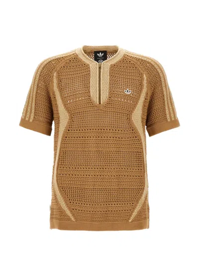 Adidas Originals X Edison Chen Clot Cotton Short-sleeve Sweater In Brown