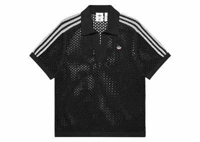 Pre-owned Adidas Originals X Edison Chen Crochet Polo Shirt In Charcoal