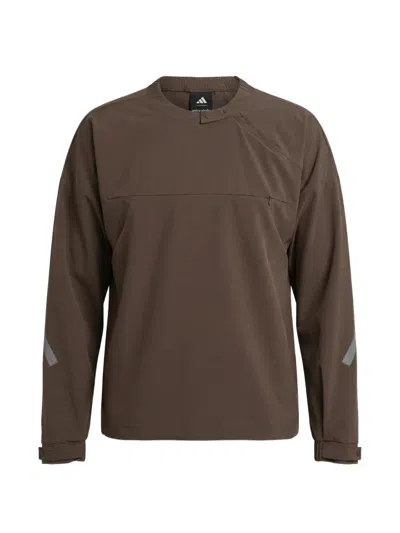 Adidas Originals X Entire Studios Z.n.e. Buttoned Sweatshirt In Brown