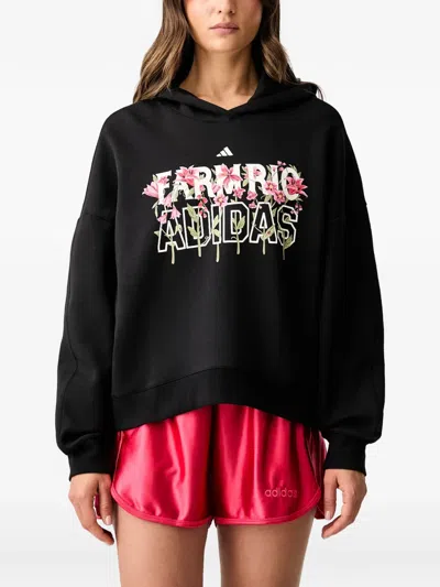 Adidas Originals X Farm Rio Floral-print Hoodie In Black