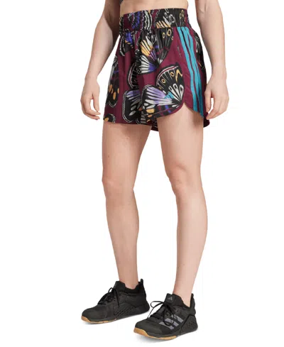 Adidas Originals X Farm Women's Printed 3-stripe Pacer Shorts In Blue