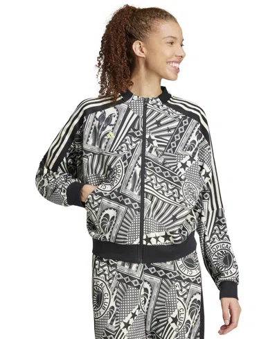 Adidas Originals X Farm Rio Women's Printed Tiro Relaxed Track Jacket In Cream White,black