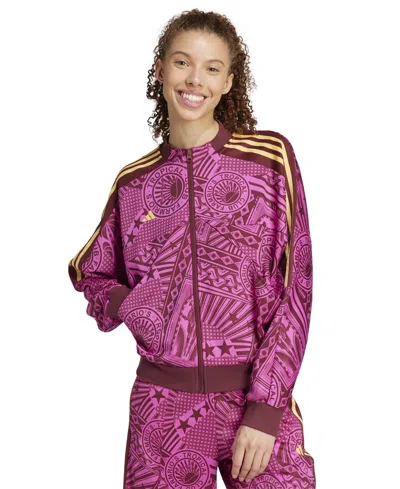 Adidas Originals X Farm Rio Women's Printed Tiro Relaxed Track Jacket In Lucid Fuchsia/shadow Red