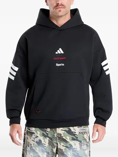 Adidas Originals X Footshop X Sparta Stripes Hoodie In Black