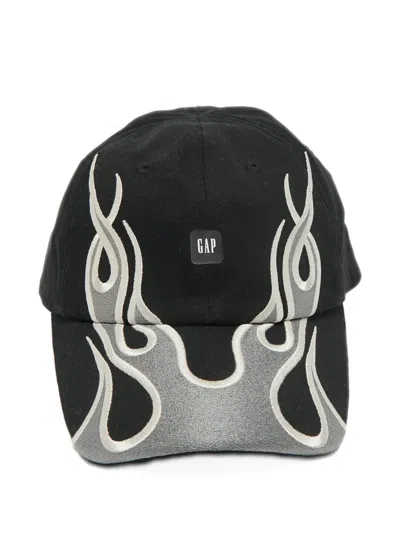 Pre-owned Adidas Originals X Gap X Balenciaga Cotton Flame-embroidered Cap In Black