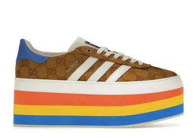 Pre-owned Adidas Originals X Gucci Gazelle Original Gg Platform (women's) Sneakers In Beige/brown