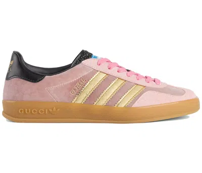 Pre-owned Adidas Originals X Gucci Gazelle Velvet (women's) Sneakers In Pink/metallic Gold/gum
