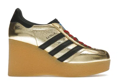 Pre-owned Adidas Originals X Gucci Gazelle Wedge Gold Metallic (women's) Sneakers In Ki Gold/black