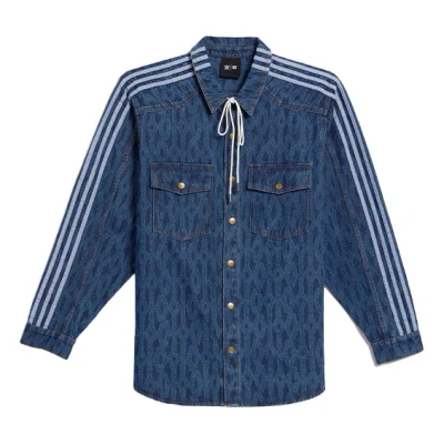 Adidas Originals X Ivy Park Crossover Stripe Solid Color Denim Blue Shirt
