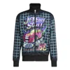 Adidas Originals X Jeremy Scott Crossover Cartoon Plaid Printing Sports Jacket Black In Multi