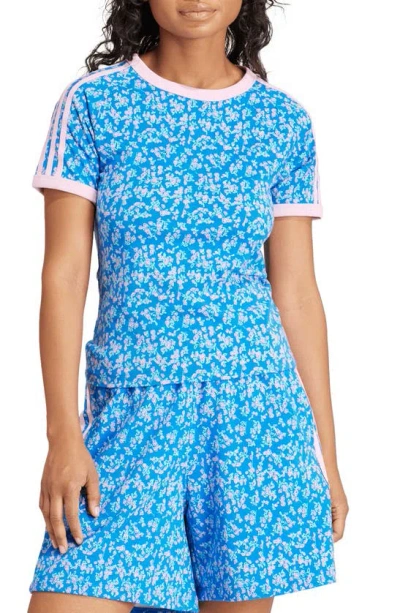 Adidas Originals X Kseniaschnaider Floral Cali Cotton Graphic T-shirt In Blue Multicolor