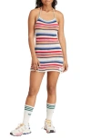 ADIDAS ORIGINALS X KSENIASCHNAIDER LIFESTYLE STRIPE HALTER COTTON BLEND MINIDRESS