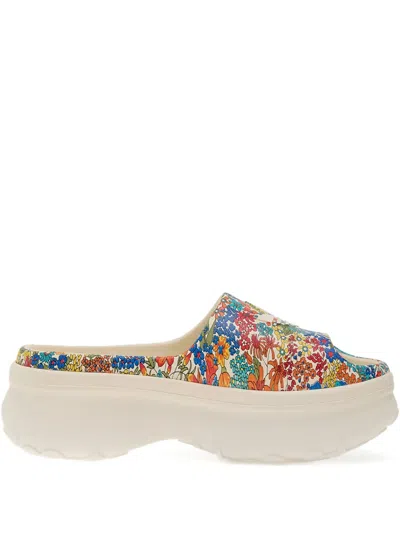Adidas Originals X Liberty London Adifom Floral-print Slides In White