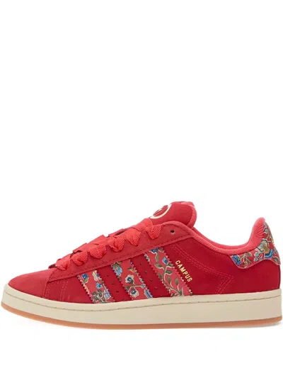 Adidas Originals X Liberty London Campus 00s Floral-pattern Low-top Sneakers In Red