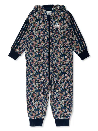 Adidas Originals Babies' X Liberty London Floral-print Romper In 蓝色