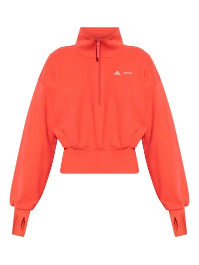 Adidas Originals X Moon Boot Zip-up Funnel-neck Sweater In Orange