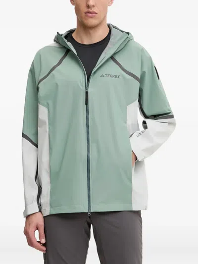 Adidas Originals X National Geographic Rain.rdy Hooded Panelled Jacket In Green