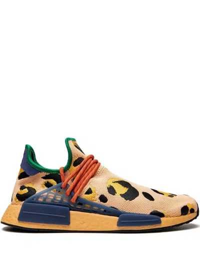 Adidas Originals Pharrell Williams Nmd Hu Embroidered Mesh Sneakers In Yellow/multi
