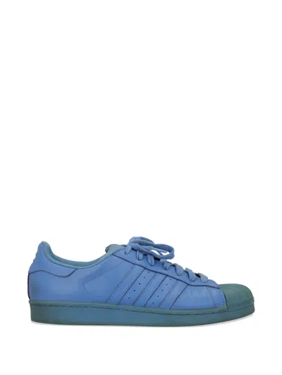 Pre-owned Adidas Originals X Pharrell Williams Equality Superstar Leather Three-stripe Sneakers In Blue