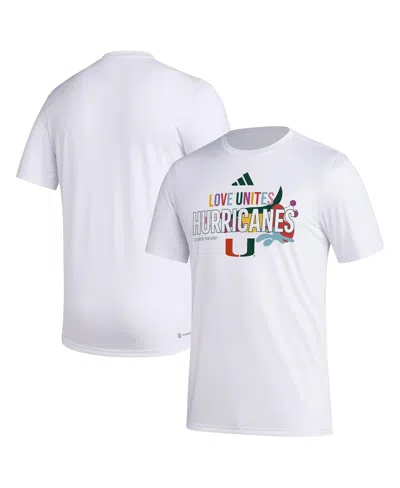 Adidas Originals X Rich Mnisi Pride Collectionâ Men's White Miami Hurricanes Pregame Aeroready T-shirt