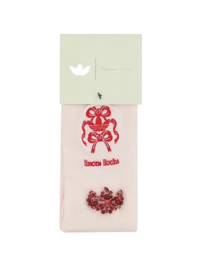 Adidas Originals X Simone Rocha Crystal-embellished Embroidered Socks In Pink