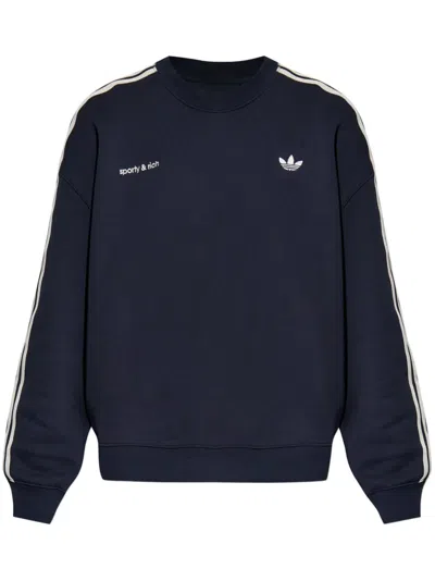 Adidas Originals X Sporty & Rich 3-stripes Sweatshirt In Blue