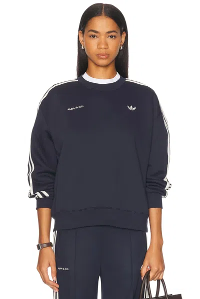 Adidas Originals X Sporty & Rich Crewneck Sweatshirt In Blue